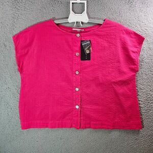 $123 NWT Bryn Walker‎ Top Shirt Women XXS Hot Pink Button Up Summer Cotton USA